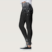 Modern zwart en zilver glitter leggings (Links)