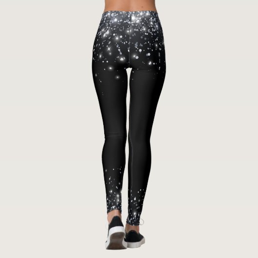 Modern zwart en zilver glitter leggings (Achterkant)