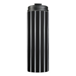 Modern zwart en zilver streep thermosbeker