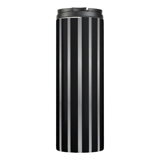 Modern zwart en zilver streep thermosbeker (Achterkant)