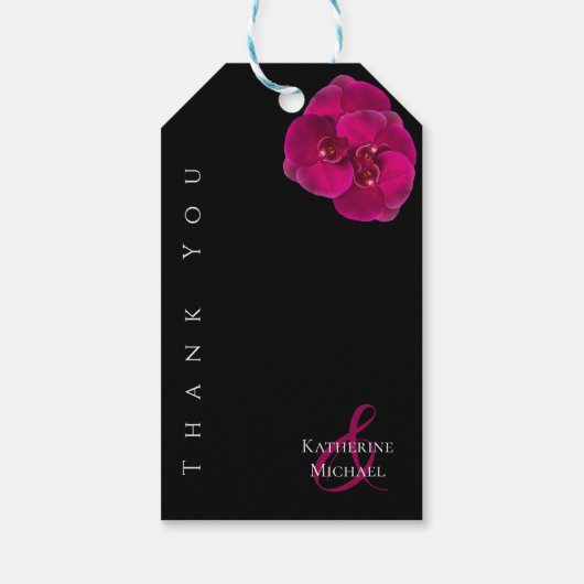 Modern Zwart Fuchsia Wit-Bruiloft Dank u- Cadeaulabel (Achterkant)