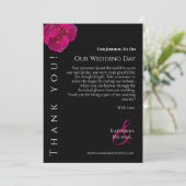 Modern Zwart Fuchsia Wit-Bruiloft Dank u- Kaart (Staand voorkant)