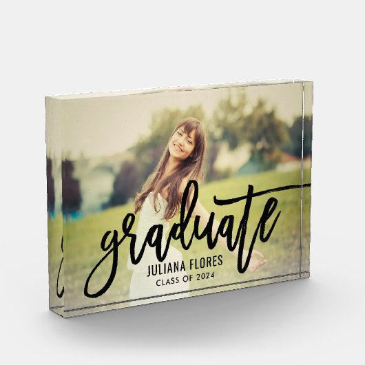 Modern zwart geborsteld Manuscript Afstuderen Fotoblokken (Links)