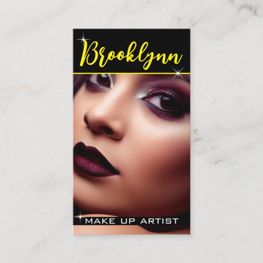 Modern zwart geel slogan met foto Afbeelding Luxur Visitekaartje (Voorkant)