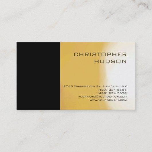 Modern zwart gele Visitekaartje (Voorkant)