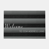 Modern zwart gestreept aangepast adres deurmat (Voorkant)