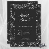 Modern Zwart Glam Diamond Lijst Bruidsbrunch