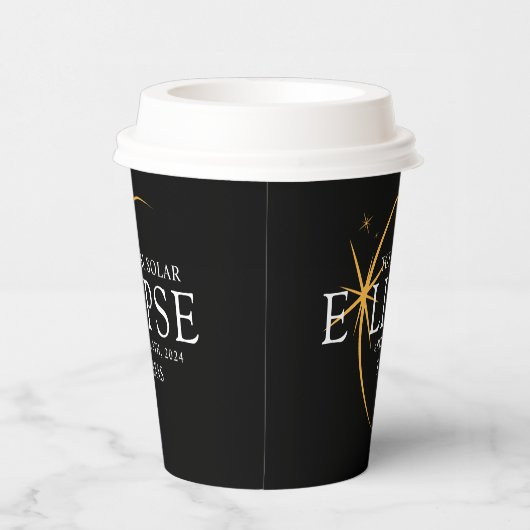 Modern Zwart & Goud 2024 Texas Totale Zonsverduist Papieren Bekers (Rechts)