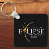 Modern Zwart & Goud 2024 Texas Totale Zonsverduist Sleutelhanger (Voorkant)