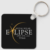 Modern Zwart & Goud 2024 Texas Totale Zonsverduist Sleutelhanger (Achterkant)