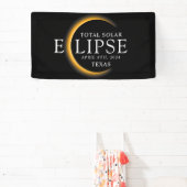 Modern Zwart & Goud 2024 Texas Totale Zonsverduist Spandoek (Insitu)