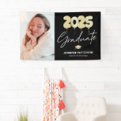 Modern Zwart Goud Afstuderen 2025 Fotobanner Spandoek (Insitu)