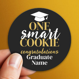 Modern Zwart Goud Afstuderen - One Smart Ronde Sticker