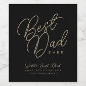 Modern Zwart & Goud"Beste Pap Ooit" Wijn Etiket (Enkel label)