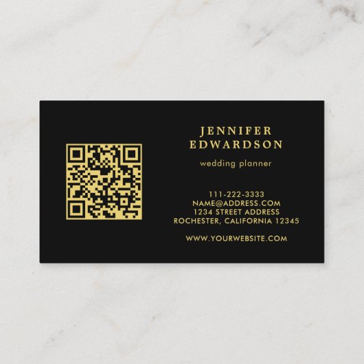 Modern zwart goud blauw ijs QR code professional Visitekaartje (Achterkant)