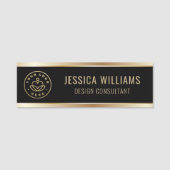 Modern Zwart Goud Business Logo Naamplaatje (Voorkant)