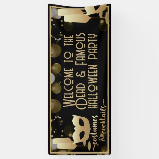 Modern Zwart Goud Chique Volwassen Glam Halloween Spandoek (Verticaal)