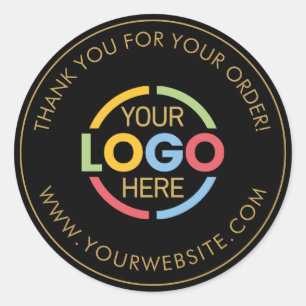 Modern Zwart Goud Custom Business Logo Promotional Ronde Sticker