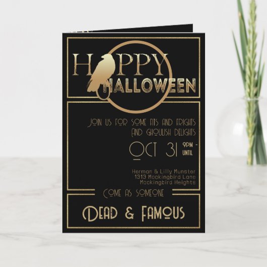 Modern Zwart Goud Elegant Volwassen Halloween Part (Voorkant)