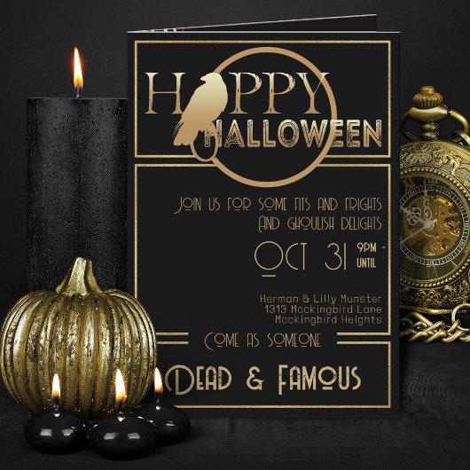 Modern Zwart Goud Elegant Volwassen Halloween Part