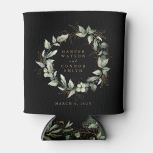 Modern Zwart Goud Eucalyptus Krans Bruiloft Blikjeskoeler