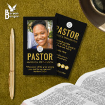 Modern Zwart Goud Foto QR Logo Kerk Pastor