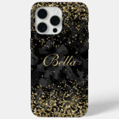 Modern Zwart Goud Glitter Girly gepersonaliseerde  Case-Mate iPhone Case (Achterkant)