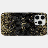 Modern Zwart Goud Glitter Girly gepersonaliseerde  Case-Mate iPhone Case (Achterkant (horizontaal))