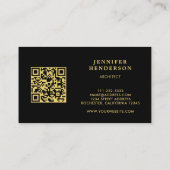 Modern zwart goud hout QR code professional Visitekaartje (Achterkant)