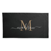 Modern Zwart Goud Klassiek Monogram Vrouwelijk Scr Kussensloop (Achterkant-Rechts)