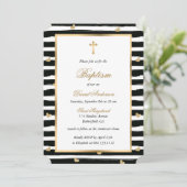 Modern Zwart Goud Kruis Harten Doop Kaart (Staand voorkant)