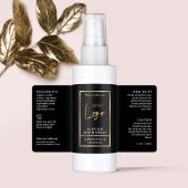Modern Zwart & Goud Logo Room Spray Flessenlabel Etiket