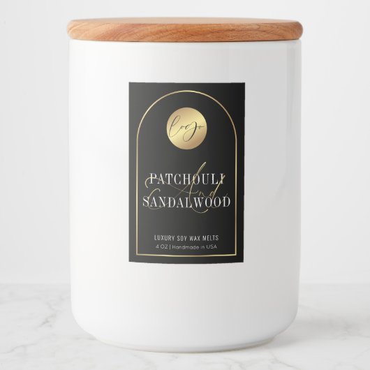 Modern Zwart & Goud Logo Waterdicht Productlabel Voedselcontainer Etiket (Voorkant)