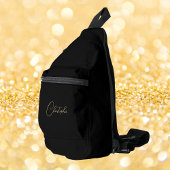 Modern Zwart Goud Monogram Mannen Vrouwen Kinder R Sling Bag