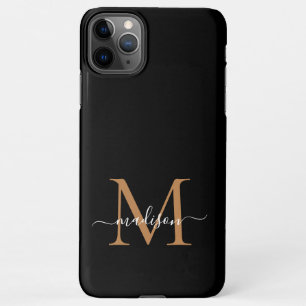 Modern Zwart Goud Monogram Script Naam iPhone case iPhone 11Pro Max Hoesje