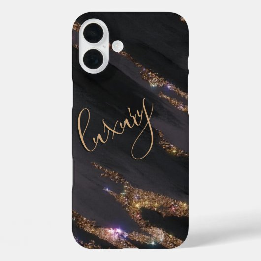 Modern Zwart Goud Monogrammed Hoesje- Mate iPhone Case-Mate iPhone Case (Achterkant)