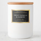 Modern Zwart & Goud Product Verpakking Kaars Label Voedselcontainer Etiket (Voorkant)