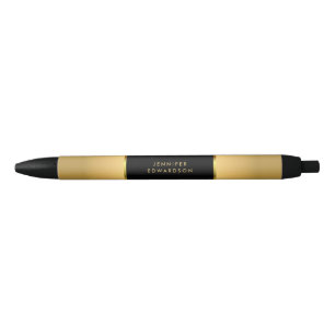 Modern zwart goud professionele monogram naam zwarte inkt pen