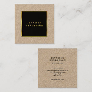 Modern zwart goud professionele rustieke kraft vierkante visitekaartje