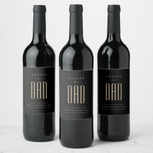 Modern Zwart & Goud "Proost op papa" Vaderdag Wijn Etiket