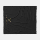 Modern Zwart Goud Script Monogram Fleece Deken (Voorkant (Horizontaal))