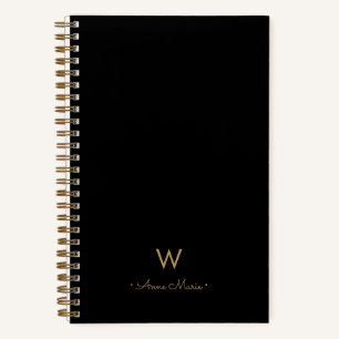 Modern Zwart Goud Script Monogram Notitieboek