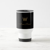 Modern Zwart Goud Script Monogram Reisbeker (Center)