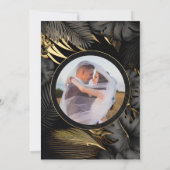 Modern Zwart Goud Tropische Bruiloft Dank u Bedankkaart (Achterkant)