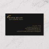 Modern Zwart Goud Veer Script Notaris Loan Agent Visitekaartje (Achterkant)