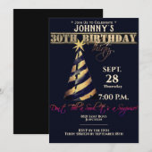 Modern Zwart Goud Verrassing Dertig Kaart (Voorkant / Achterkant)