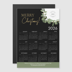Modern Zwart & Goud Zalig Kerstfeest 2026 Kalender