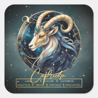 Modern Zwart Goud Zee Geit Constellation Steenbok Vierkante Sticker