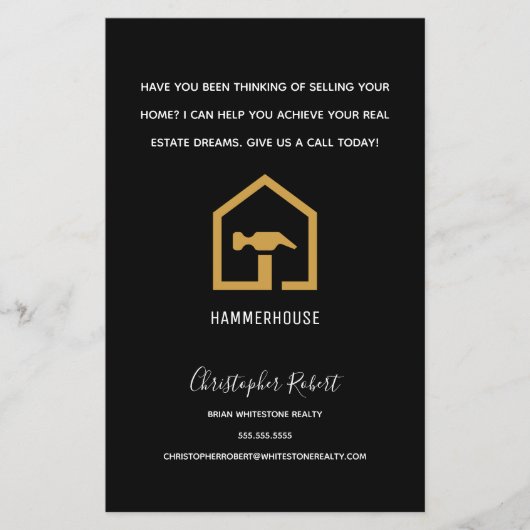 Modern Zwart & Gouden Bouw Flyer (Voorkant)