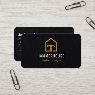 Modern Zwart & Gouden Bouw Visitekaartje